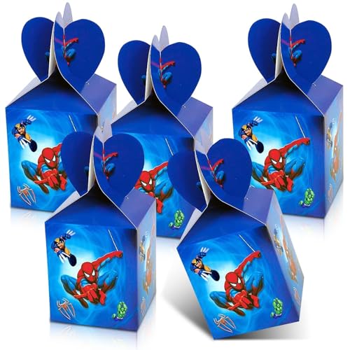 Spiderman Cajas de Regalo de Papel,24 Piezas Bolsa Papel Spiderman,Bolsas para Chuches de Spiderman,Cajas De Fiesta Bolsas de Cumpleaños,para Fiestas de Cumpleaños para Niños decoracion