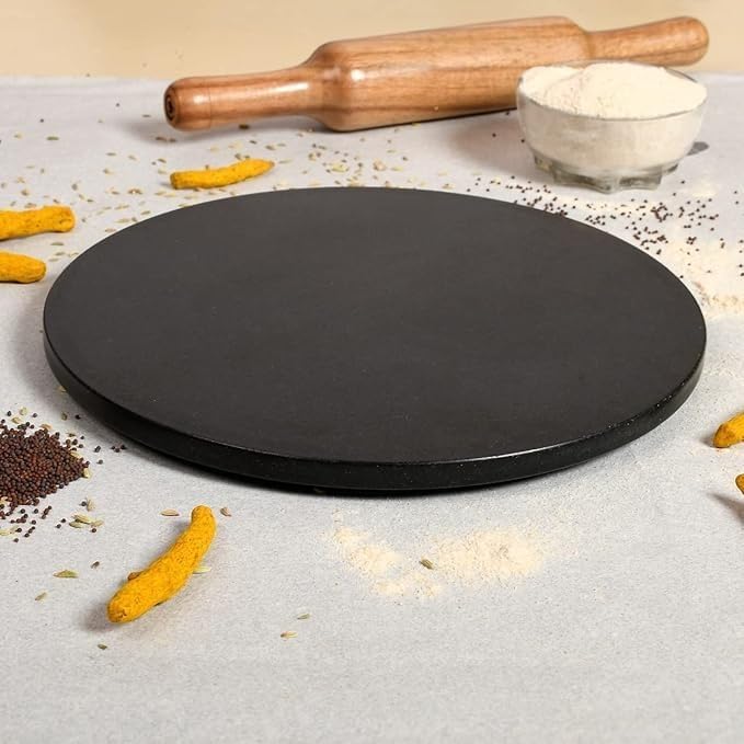 Image of Modern Decor Emporium Black Marble Chakla (10 Inch) | Roti Maker | Rolling Pin Board | Chapati Maker | Chakla | Kitchen Tools for Home & Kitchen | Finished Marble Roti Maker. (Black 10 INCH)