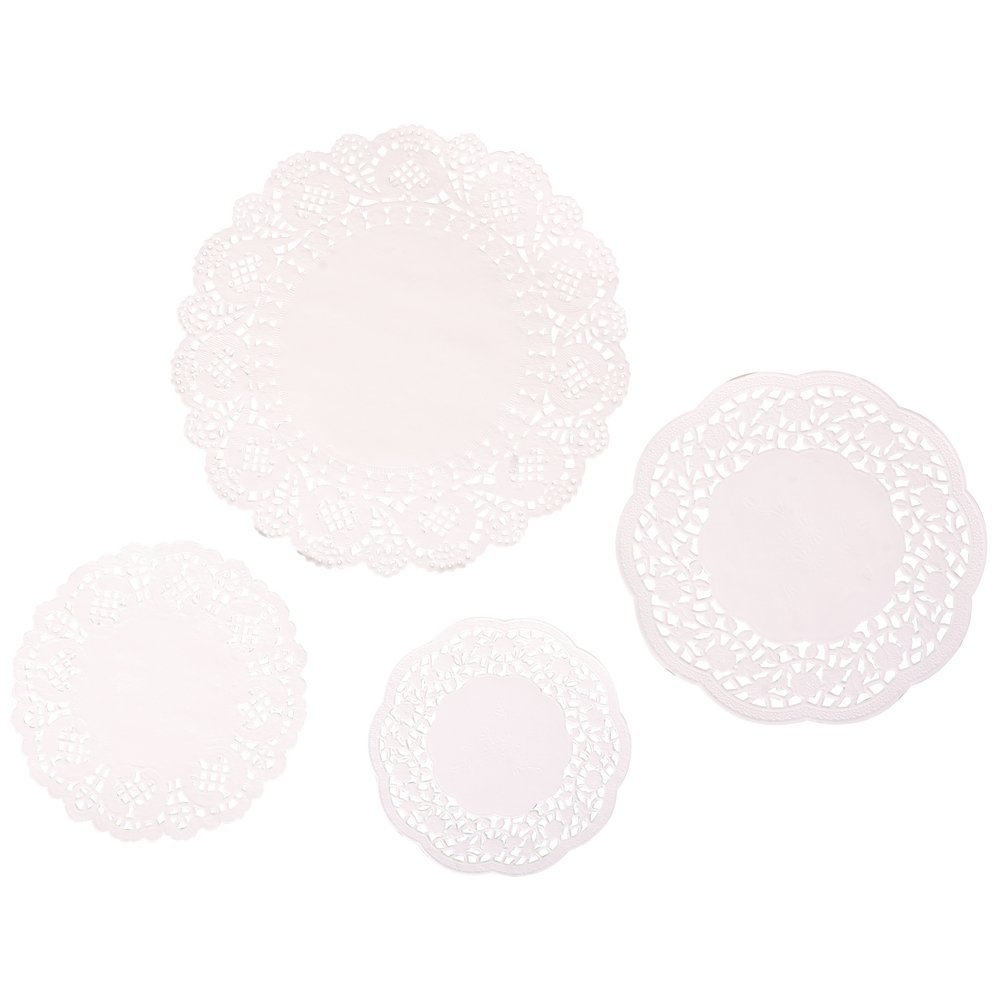 Rayher 59225102 Lace Paper Set: Round, Self-Service Bag, 60 Pieces, White