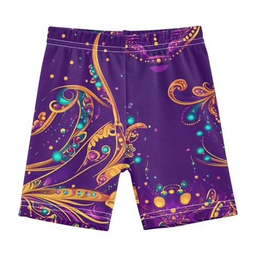Shorts for Toddler Girls Stretchy Cotton Tumbling Shorts Girls Clothes for Vacation 6T Mardi Gras Carnival Jewel Coin