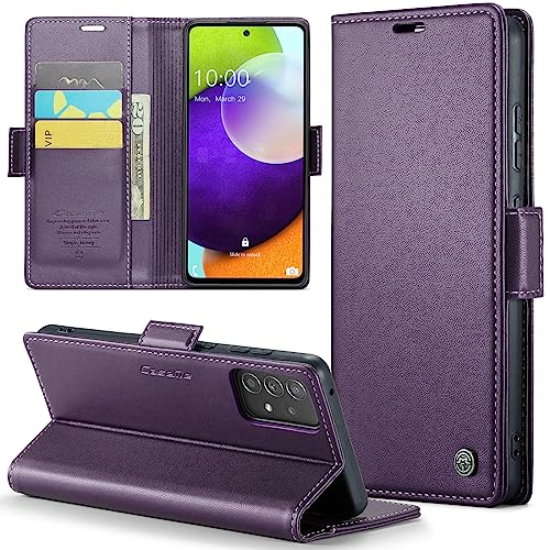 Samsung Galaxy A52 5G/A52s 5G Wallet Case with [RFID Blocking] Card Holder Magnetic Kickstand,Leather Flip Protective Case Wallet for Samsung Galaxy A52 5G/A52s 5G 6.5 Inch -Purple