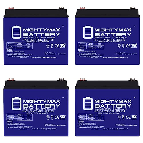 Mighty Max Battery 12V 35AH Gel Battery Replaces Pride Mobility Hurricane PMV500-4Pack