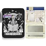 Book Sleeve Book Protector Pouch Case, Skull Book Sleeve with Zipper,Journal Book Sleeve Cover for Book Lovers Gifts, Gothic Skeleton Waterproof Book Club Gifts for Women Teacher Reader Librarian