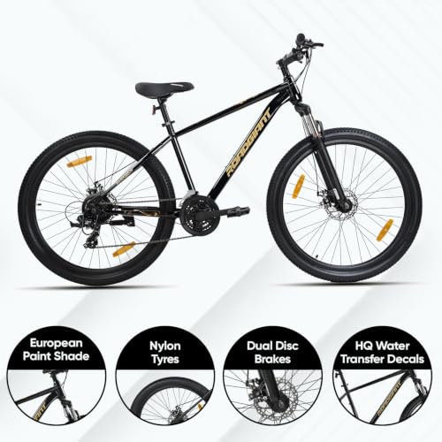 Image of ROADGIANT || BLACKGOLD-27.5T||21 Speed Shimano|| Premium Steel Frame||14+ Age ||Chrome Suspension|| Dual DISC ||Z Black