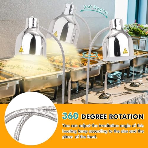 Lampada scaldavivande Commerciale, Lampada riscaldante Portatile con Tubo Flessibile Regolabile, per Cucina, Ristorante, Barbecue, Buffet, Hotel (B DoubleHead)