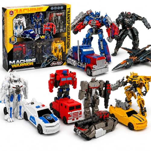 SHAHNARO Transformers Toys 6 in 1 Deformation Robot Set 2 in 1 Convertible Transformer Toy Cars for Boys Kids Toys with Axe Accessory Birthday Gift for Ages 3 and Up (6 in 1 Deformation Robot)