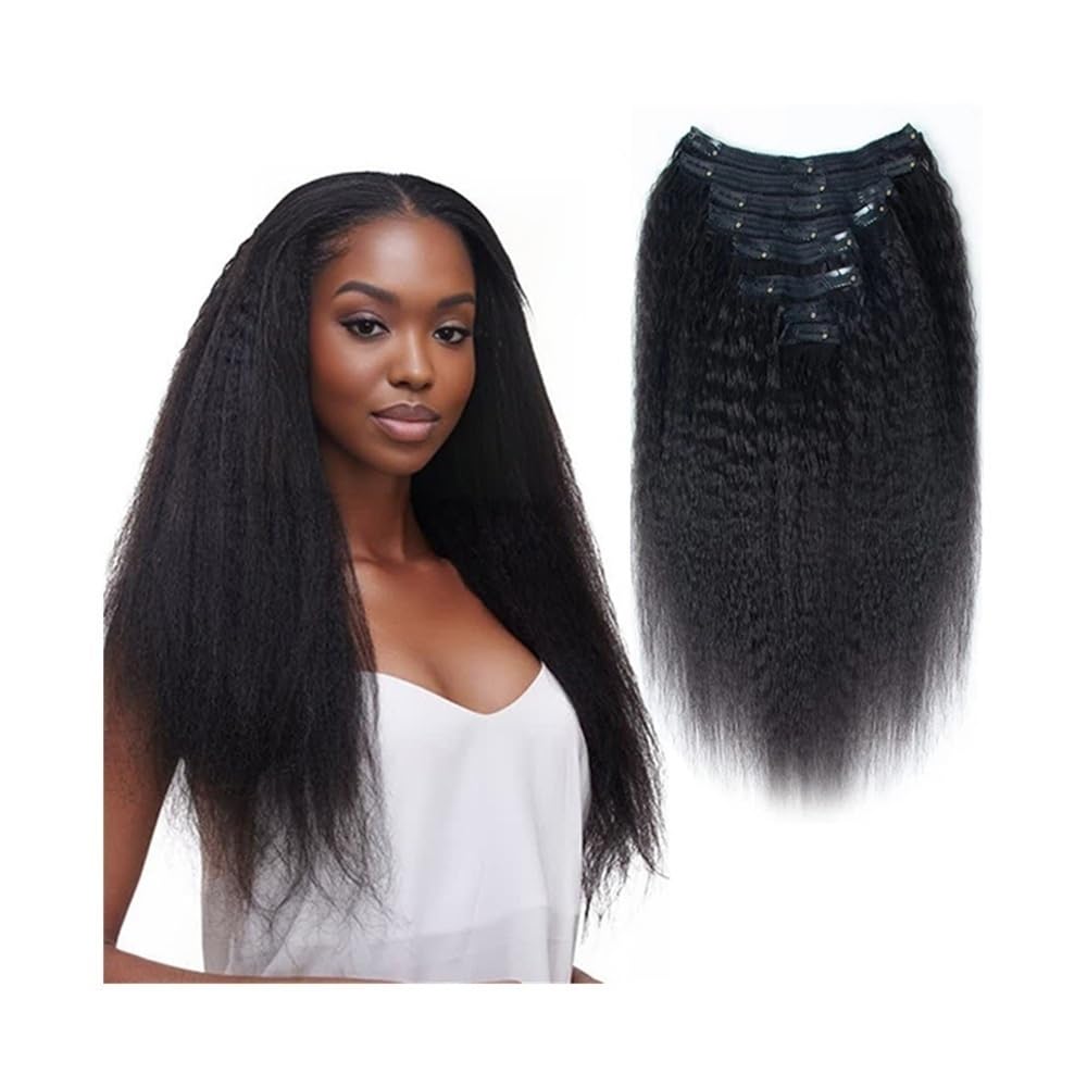Extensions de cheveux crépus lisses à clips : volume immédiat en cheveux brésiliens 14"