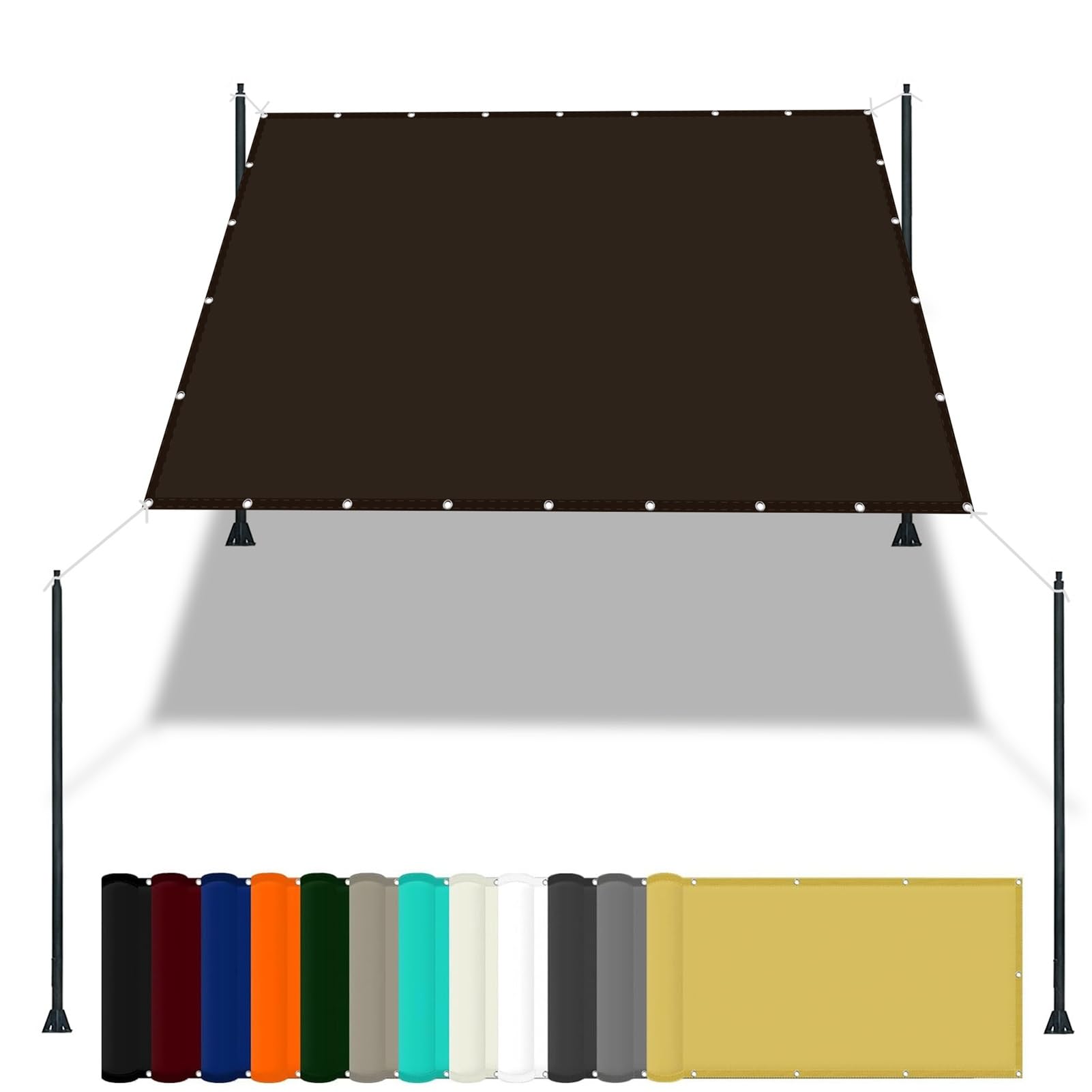 GLDYTVF Waterproof Patio Awning 2.4 x 3.5m Shade Dispenser with 98% UV Block Free Rope & Fixing Kit Ideal for Pool Terrace Greenhouse Brown Shade Cloth