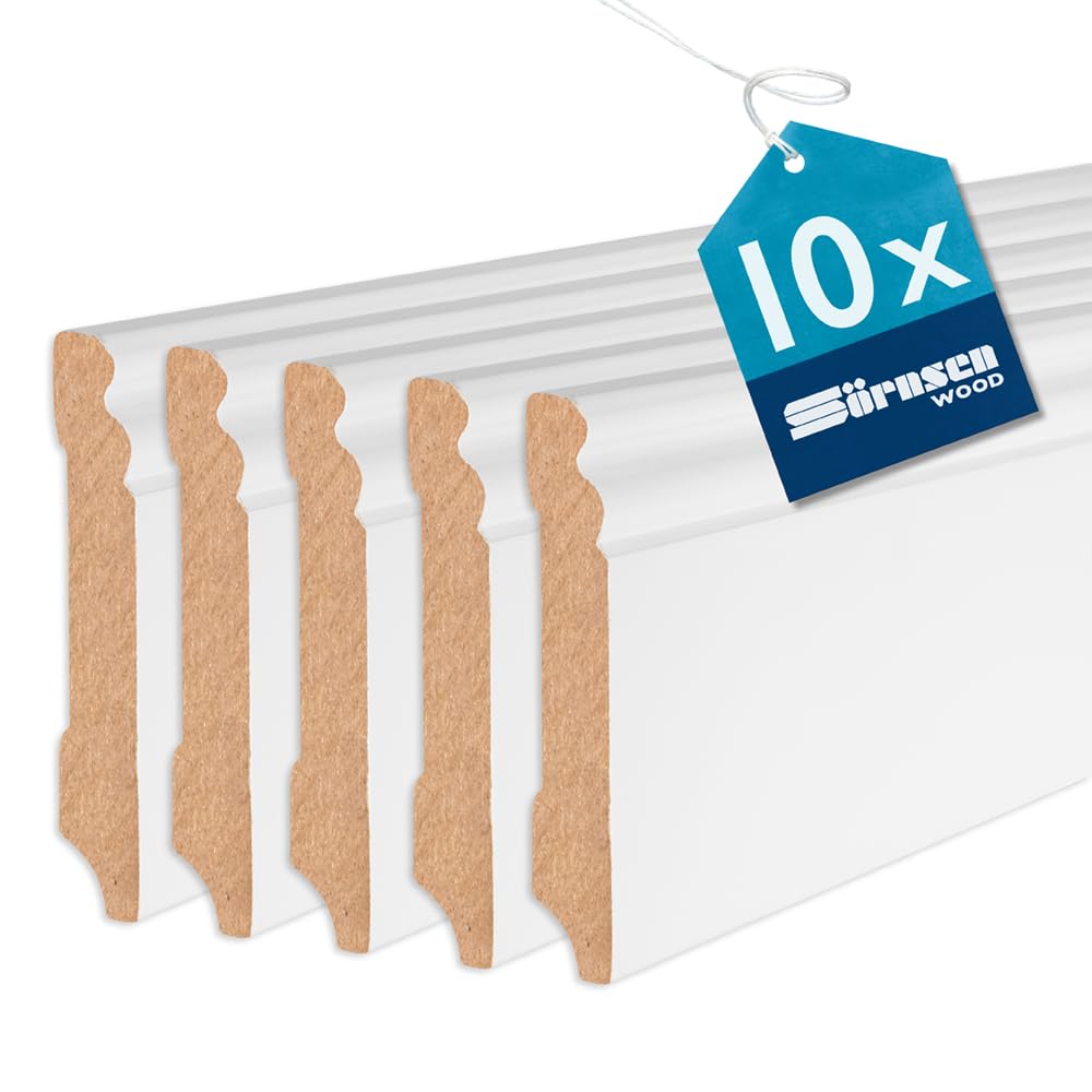 Sockelleiste MDF – 16x95x2440 mm, 10 Stück, weiß RAL 9016 lackiert
