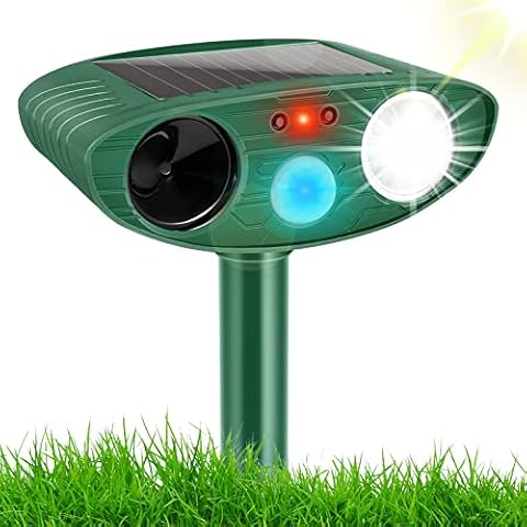 Garden Cat Repellent, Ultrasonic Animal Repellents, Solar Powered Waterproof Outdoor Animal Repeller with Ultrasonic Sound, Motion Sensor and Flashing Light Pest Repeller for Squirrels Cats Dogs Rats Cover