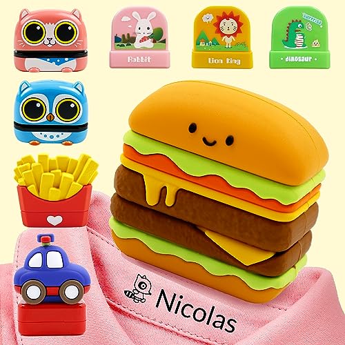 FROKIK Sello con Nombre Para Ropa, Sellos de Nombre Personalizados Para Ropa de Niños, Marcar Ropa NiñOs con Nombre, Sello Nombre Ropa NiñOs，CuñO Personalizado Para Ropa..