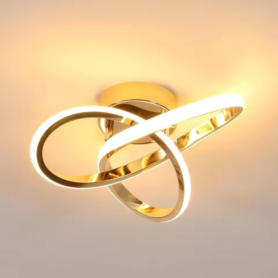 Comely Deckenlampe LED 22W 2500LM Moderne LED Deckenleuchte Gold Aluminium Deckenleuchte für Schlafzimmer Wohnzimmer Küche Flur Warmweiß 3000K