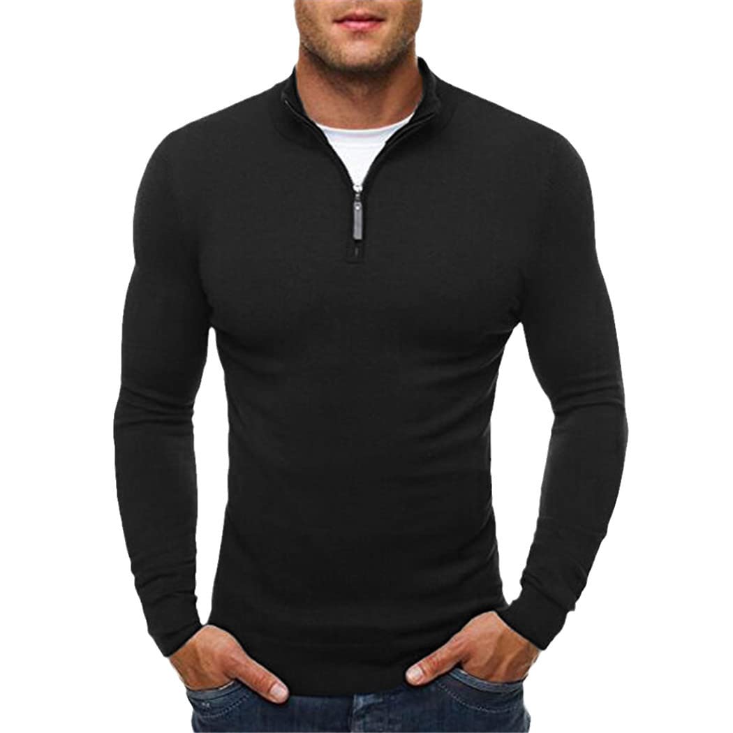 Pull col roulé noir homme en coton coupe ajustée taille M décontracté