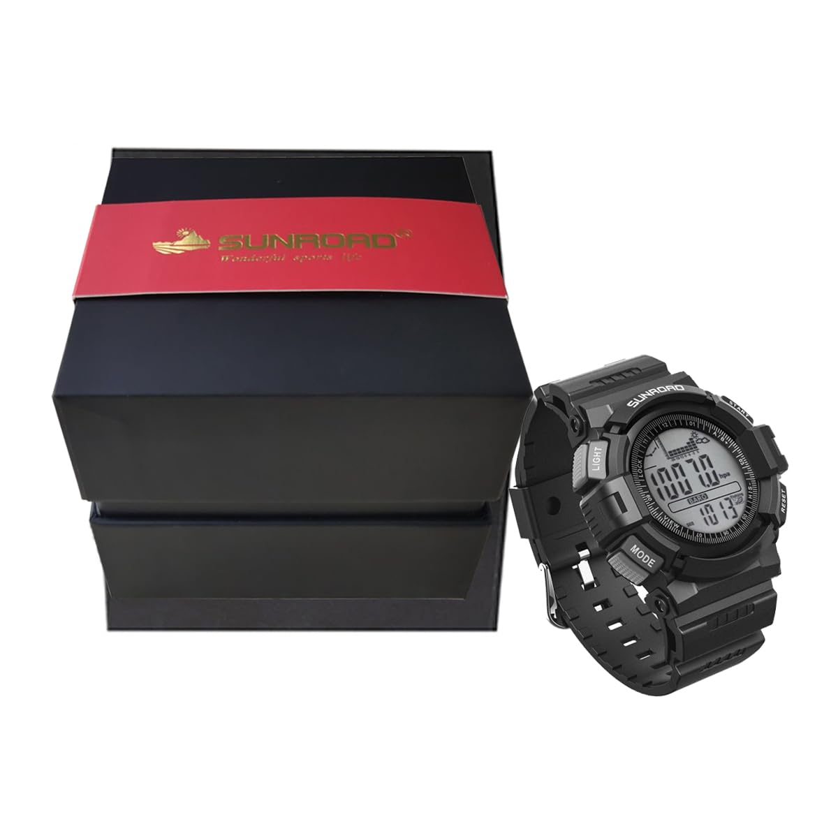 Herren Digitaluhr Sport 5 ATM Wasserdicht mit Backlight für Angeln | Angeln Herren Uhren Digital Sport mit 6 Angelplätze, 24 Stunden Luftdruckkurve, Höhenmesser, Thermometer, Wettervorhersage