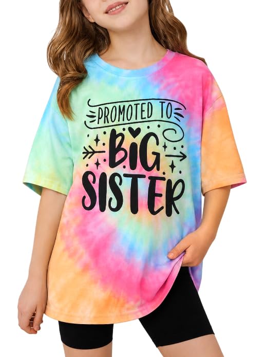 Image of Big Sister Shirts for Girls in My Big Sis Era T-Shirt Oversized Kids Sparkly Graphic Short Sleeve Outfits