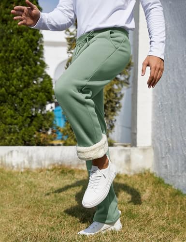 Flygo Men's Fleece Lined Sherpa Sweatpants Winter Warm Pants Jogger Lounge Athletic Pant with Pockets