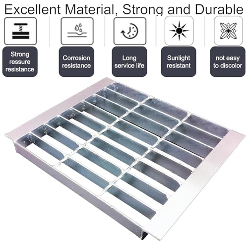 Image of Galvanized Steel Drain Grate with Lip, Channel Cover 12x12 in