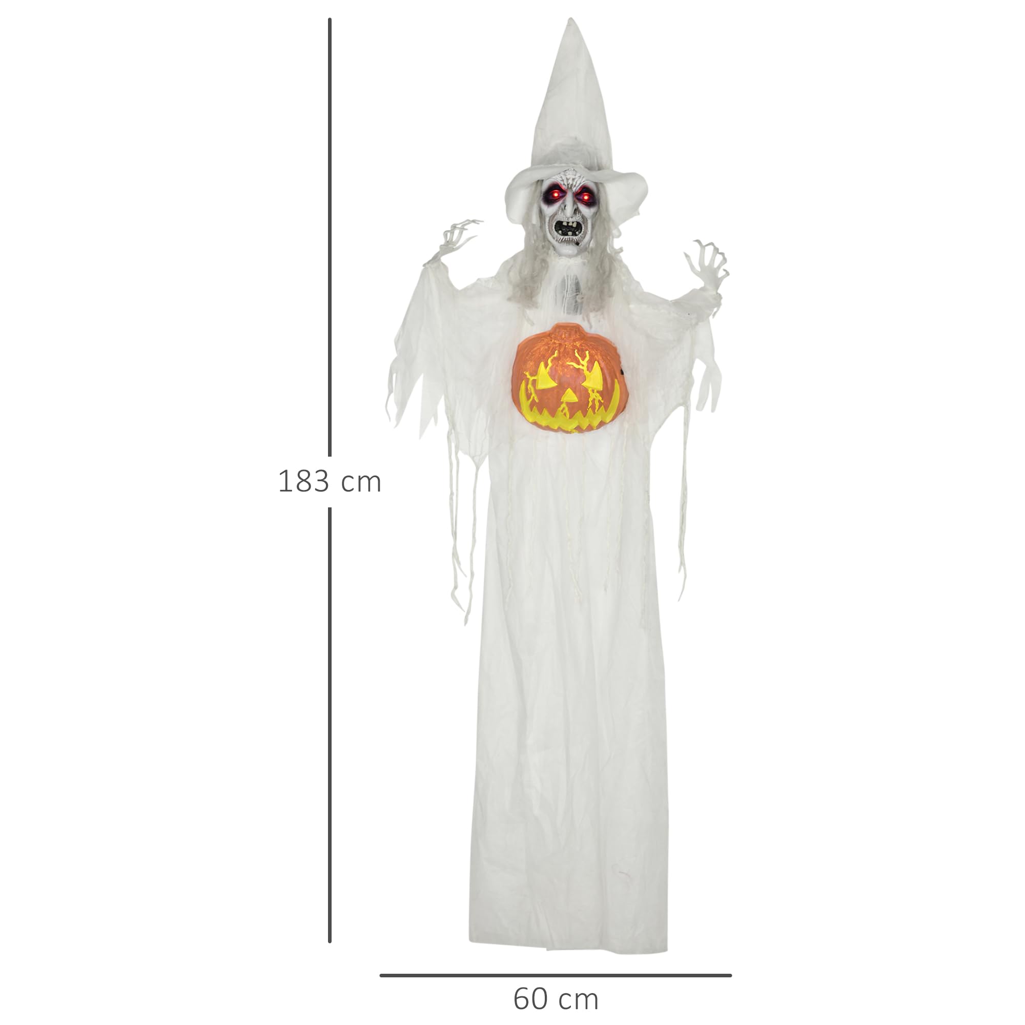 HOMCOM 183cm Dekoracja Halloween z Głową Dyni, Duch Halloween