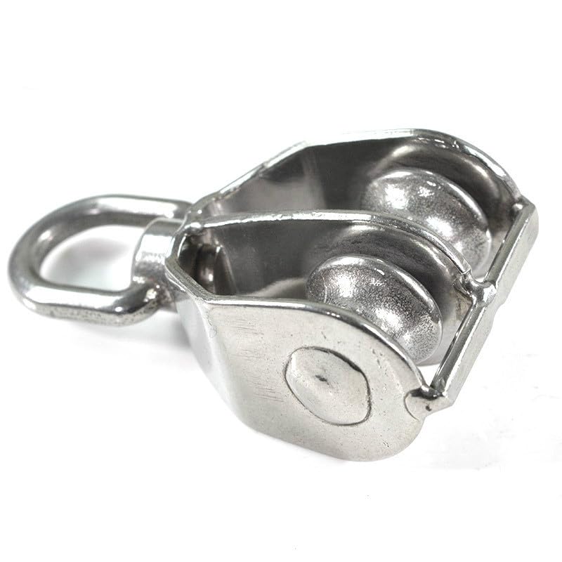 Generic Tool Part for 2PCS 304 Stainless Steel Pulley M20 Fixed Pulley Double Wheel Lifting Sheave Rope Pulley Metal Sheave Lifting Wheel Tools
