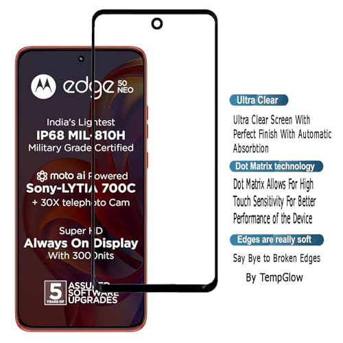 Image of Screen Protector for Motorola Moto Edge 50 Neo 5G (Black) Tempered Glass Edge-to-Edge 6D Screen Guard With Installation Kit
