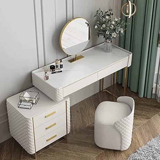 NG Decor White Makeup Vanity Set Extendable Dressing Table (Seat & Mirror not Included)-image-36