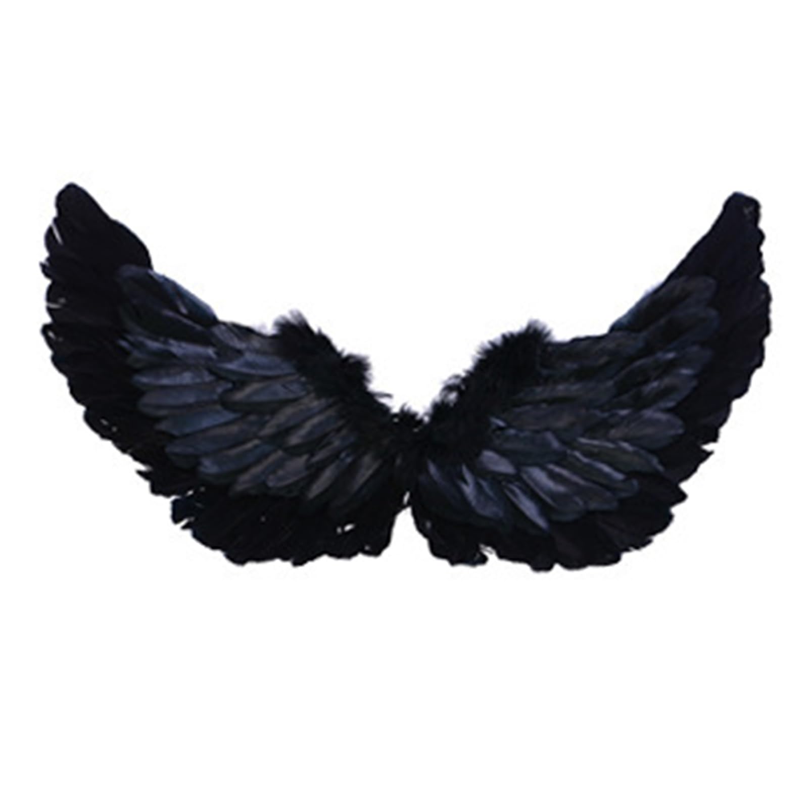 curfair Angel Feather Wings Costume Prop with Elastic Straps, Bright Color Lightweight Role Play Wings for Halloween Stage Performance Photography Cosplay (Black)