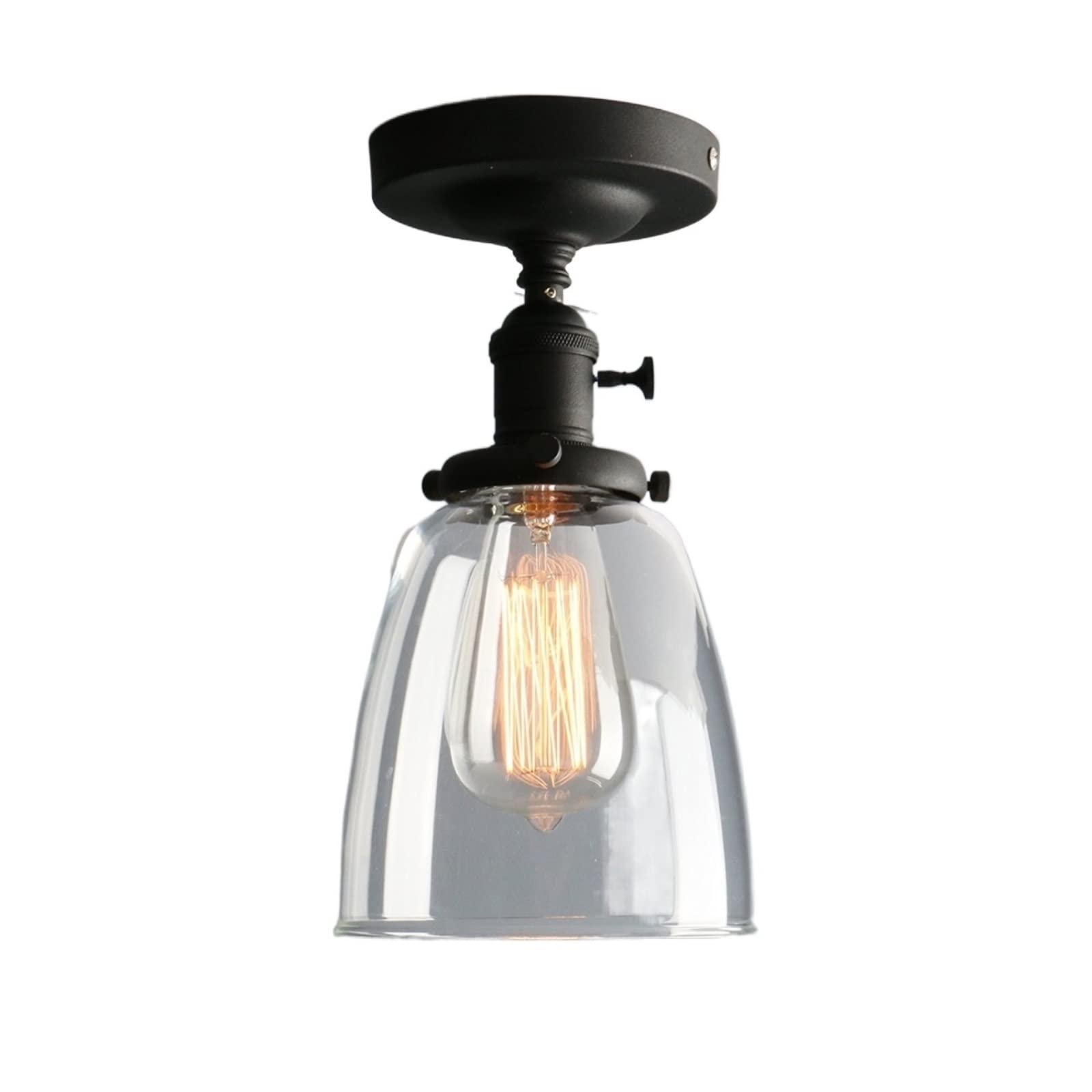 Plafonnier vintage noir en verre E27 pour loft et maison moderne