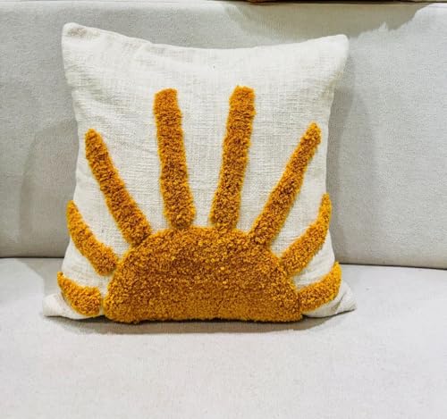 Image of Furnistitchs Premium Decorative Throw Cushion Pillow Cover Boho Home Decor - Living Room Bedroom Couch Sofa Cushion Covers 16 inch x 16 inch (1, Cream Spot)