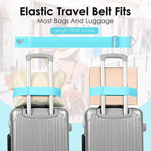Luggage Straps Adjustable Travel Belt for Luggage Add a Bag Over Handle, Onmust Elastic Bungees Luggage Strap with Alloy Buckle for Carry On Bag, Hands-Free Airport Travel Accessories Sky Blue3