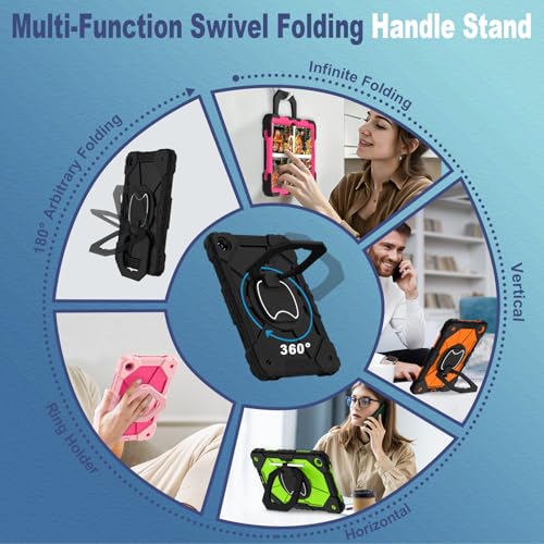 Image of WESOROL Case for Galaxy Tab A11 Plus /A9 Plus 11 Inch,Shockproof Cover for Samsung Tablet A11+ /A9+ Case with Screen Protector 360 Rotating Stand Pencil Holder Shoulder Strap,Black