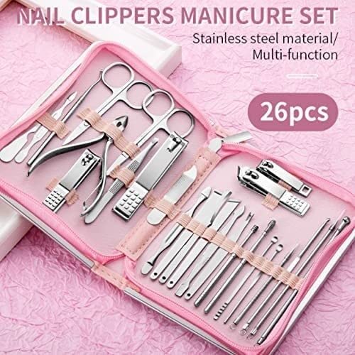 Zestaw do manicure pedicure profesjonalny zestaw do pielęgnacji stóp 26 sztuk Zestaw do manicure Obcinacz do paznokci ze stali nierdzewnej Szczypce do skórek Narzędzie do pielęgnacji pedicure Martwa s