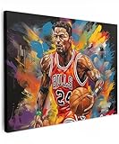 MuchoWow© Impression sur Toile Decoration Murale Peinture 70x50 cm Tableaux Decoratifs Muraux Déco Chambre Tableau Salon Basket - Peinture - Couleurs - Rouge