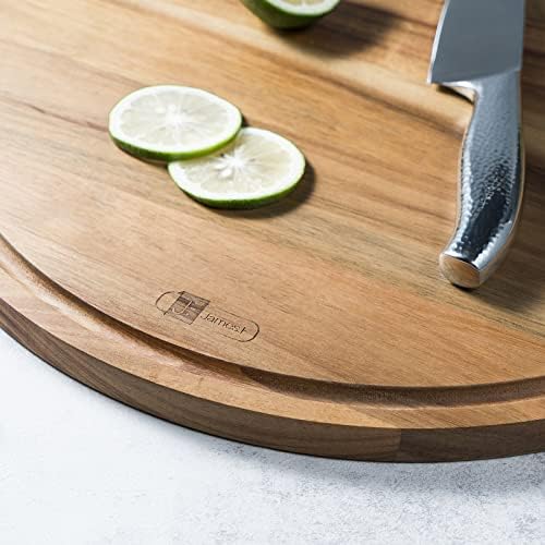 JF JAMES.F Chopping BoardExtra Large Size Round Acacia Wood Cutting Board with Juice Groove Wooden Chopping Board for Food Prep Fruit Vegetable Meat