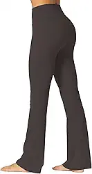 Sunzfly Calça legging feminina flare com bolsos cintura alta controle de barriga yoga bootcut treino academia casual