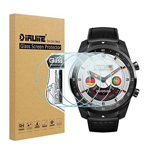 Diruite 4-Pack for Ticwatch Pro Screen Protector, 2.5D 9H Hardness Tempered Glass Screen Protector for Ticwatch Pro Smartwatch [Anti-Scratch] [Perfectly Fit] [Bubble-Free]