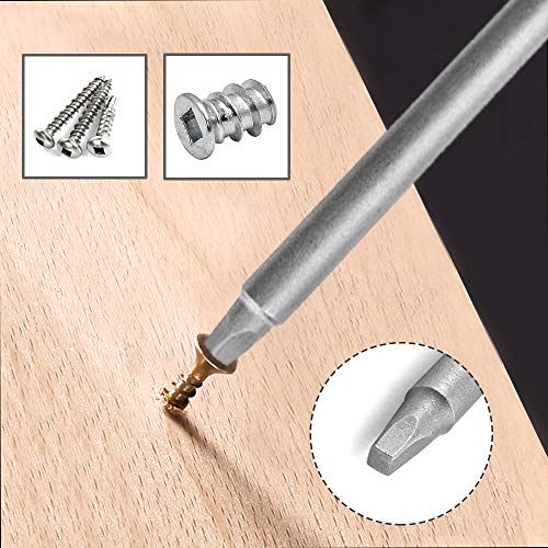 Mesee 10Pcs SQ2 Long Square Head Screwdriver Bit Set, 1/4 Inch Hex Shank Magnetic Square Screwdriver Bits Repairing Tool Accessory Kit for Woodworking Mechanic Household Appliances, 150mm Length - Thumbnail 4