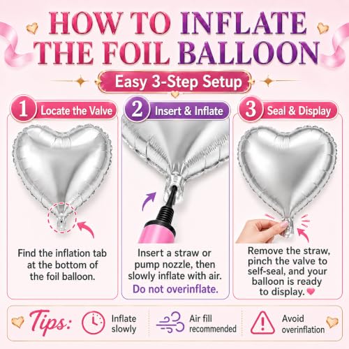 Image of Pink and Purple Balloon Arch Kit - Purple and Pink Balloons Garland with Silver Heart Foil for Girls Birthday Party, Baby Shower, Wedding, Bridal Shower, and Princess Theme Decorations