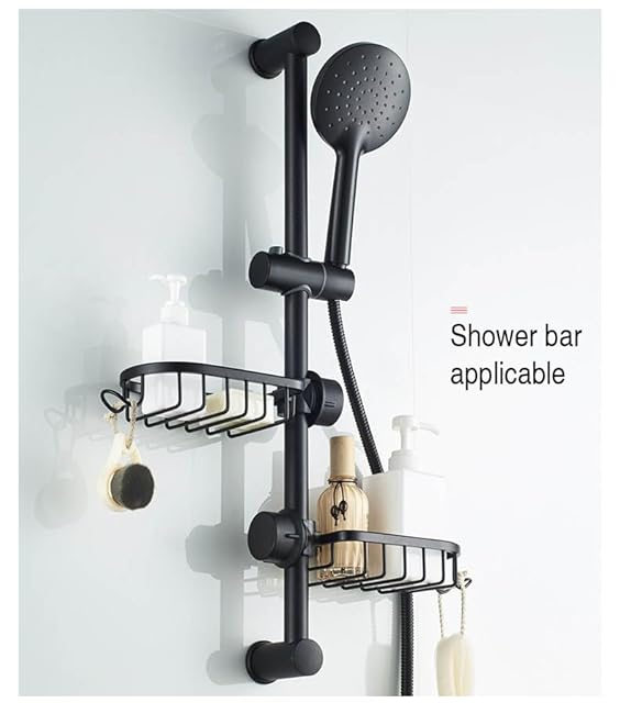 Alessia Cara Sponge Holder, Kitchen Sink Caddy, Bathroom Rack Soap Bottle Holder, Rag, Brush, Scrubber, Dishcloth Drain Rack, Clip on Storage (Black)