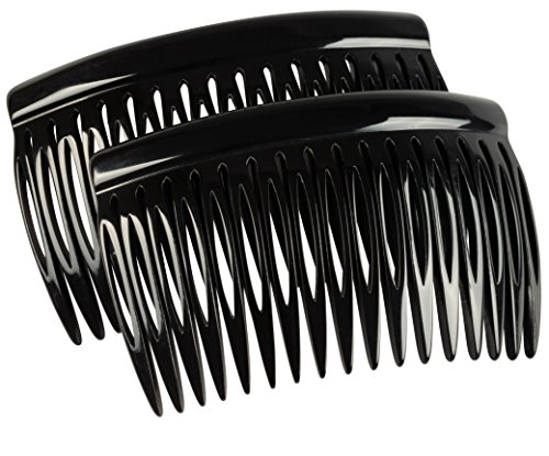 Charles J. Wahba Side Comb (Paired) - 17 Teeth (Black Color) - Handmade in France