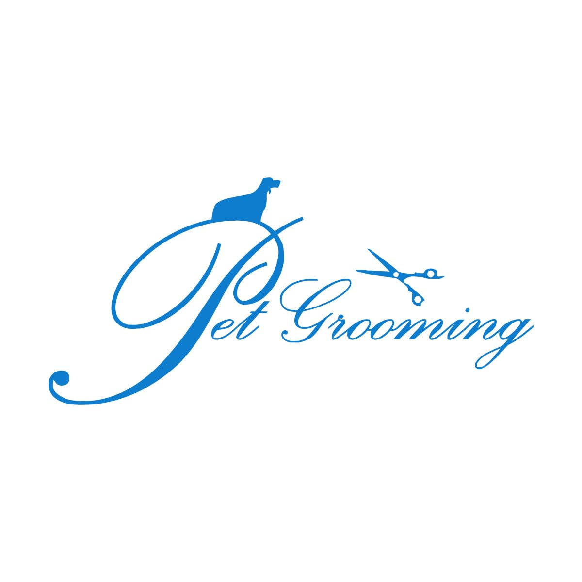 Pet Grooming Logo Pet Care Shop Cats and Dogs Wall Decals 63x132.3cm Easy Installation Extra Large Blue