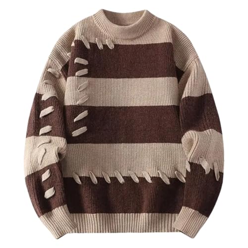 Men's High Street Patch Knitted Sweater High Street Warm Top Hip Hop Street Clothing