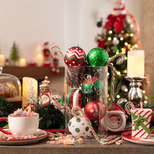 Valery Madelyn Christmas Ornaments Tree Decorations, 16ct Elf Red Green White Shatterproof Large Christmas Ball Ornaments Set, 3.15 Inch Decorative Hanging Ornament Bulk for Xmas Holiday Party Decor - Image 5