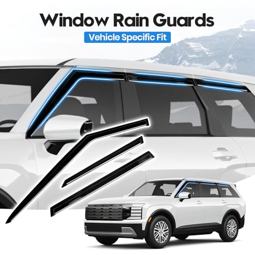 Image of Palisade Rain Guards - Window Visors for Hyundai Palisade 2026, Out-Channel Side Window Rain Guards for Palisade Accessories, 6PCS, Black, Car Accessories