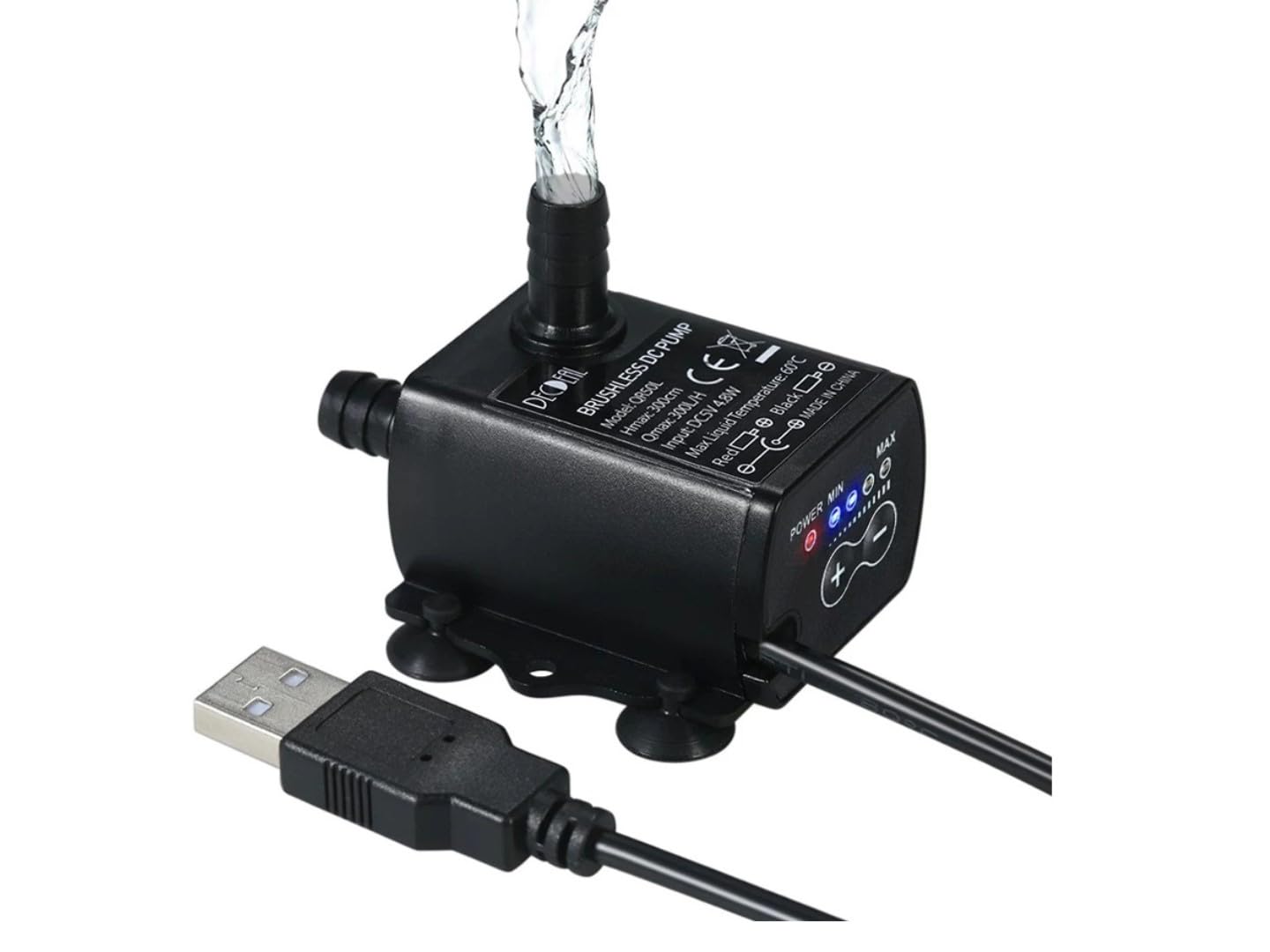 Riloer 300L/H Ultra Quiet USB 5V Submersible Pool Water Pump, 100% Waterproof Water Pump Universal for Fountain Water Dispenser Car Cycle System for Outdoor Garden(QR50L 300L/H 4.8W) — image 1