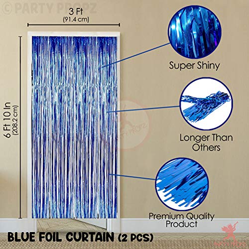 Image of Party Propz 17Pcs Blue And Silver Birthday Decoration Items | Birthday Balloons For Decorations | Happy Birthday Banner(Cardstock)| Foil Curtain for Birthday Decoration