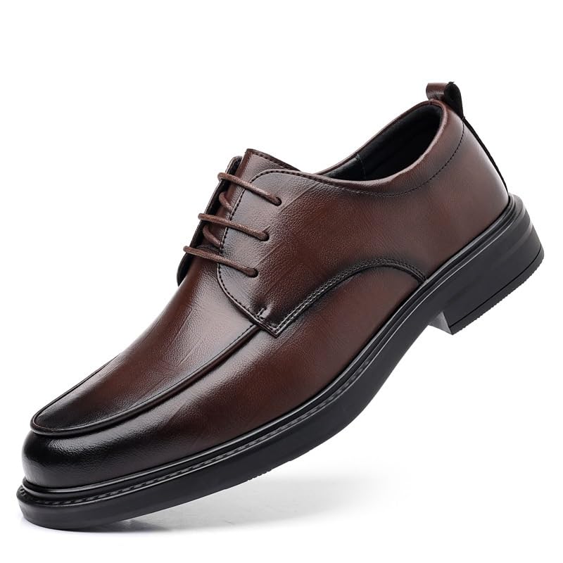 Men's Tuxedo Dress Shoes Comfortable Formal Lace Up Sneaker Shoes Men Round Anti-Slip Mid Chunky Heels Oxfords Dress