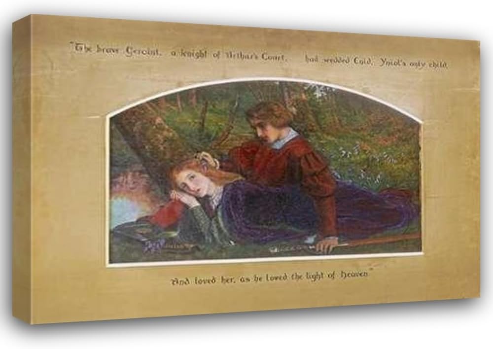 ArtDirect Enid and Geraint Custom Framed Art Print Giclee Print or Canvas Options with Various Sizes and Customization by Hughes, Arthur