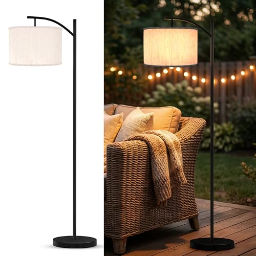 Candieslife Solar Outdoor Floor Lamp for Patio Cordless Arc Standing Lamp with Heavy Base & Weatherproof Shade Waterproof Solar Powered Light for Deck Porch Garden Balcony Decor