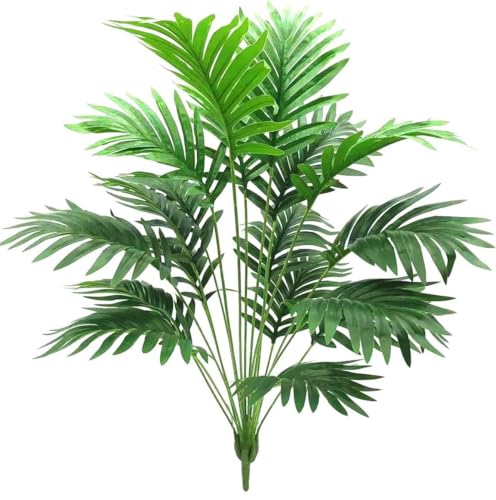 Image of Dekorly Plastic Fake Plants Artificial Floor Plants Large Tropical Palm Tree Tall Monstera Plant in Pot Faux Plants for Indoor Outdoor Home (Areca | Black Pot, Pack of One)