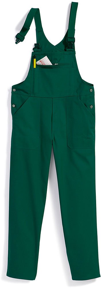 BP Cotton Plus 1409-720-74 Latzhose - Verstellbarer Bund - Dehnbare Hosenträger mit Kunststoff-Clip-Verschlüssen - 65% Baumwolle, 35% Polyester - Normale Passform - Größe: 50 - Farbe: mittelgrün